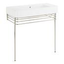 34 in. Console Bathroom Sink with Brass Stand in Polished Nickel 