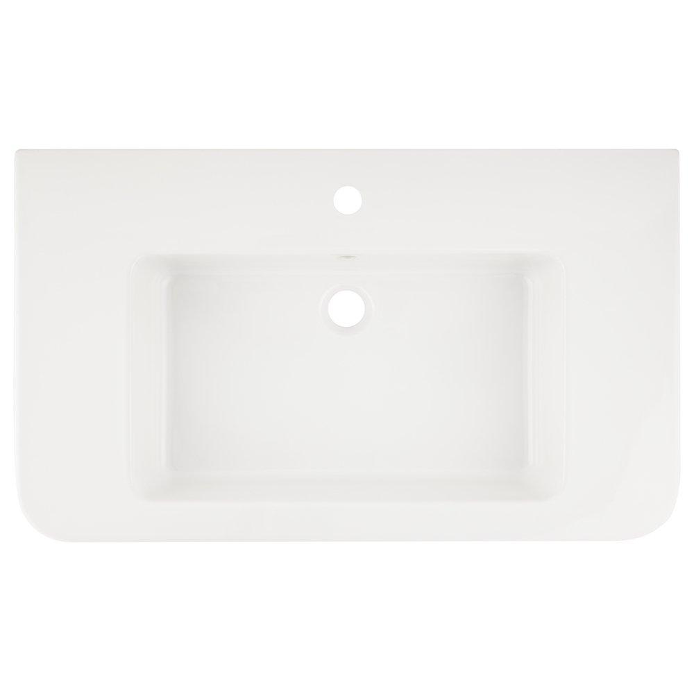 34 PORCELAIN CONSOLE SINK WITH BRASS STAND POLISHED NICKEL 