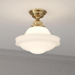 12 in. Wide Farmhouse Ceiling Light, Natural Brass