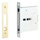 Elongated Pop-Out Brass Pocket Door Pull in Satin Brass 