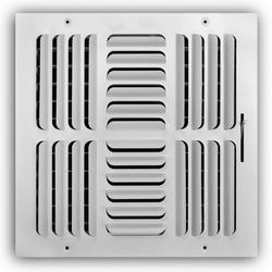 12 x 12 in. 4-Way Stamped Steel Curved Blade Ceiling & Sidewall Register in White