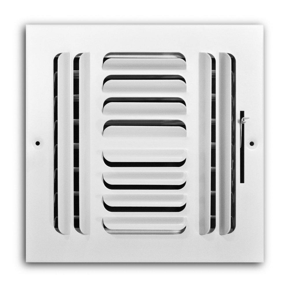 8 x 8 in. Residential Ceiling & Sidewall Register in White 4-way Steel 