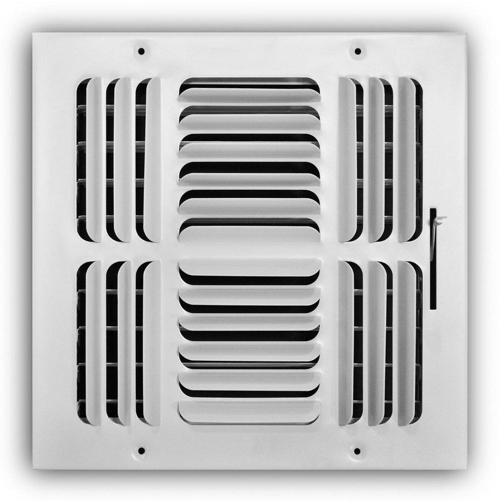 10 x 10 in. Residential Ceiling & Sidewall Register in White 4-way Steel 