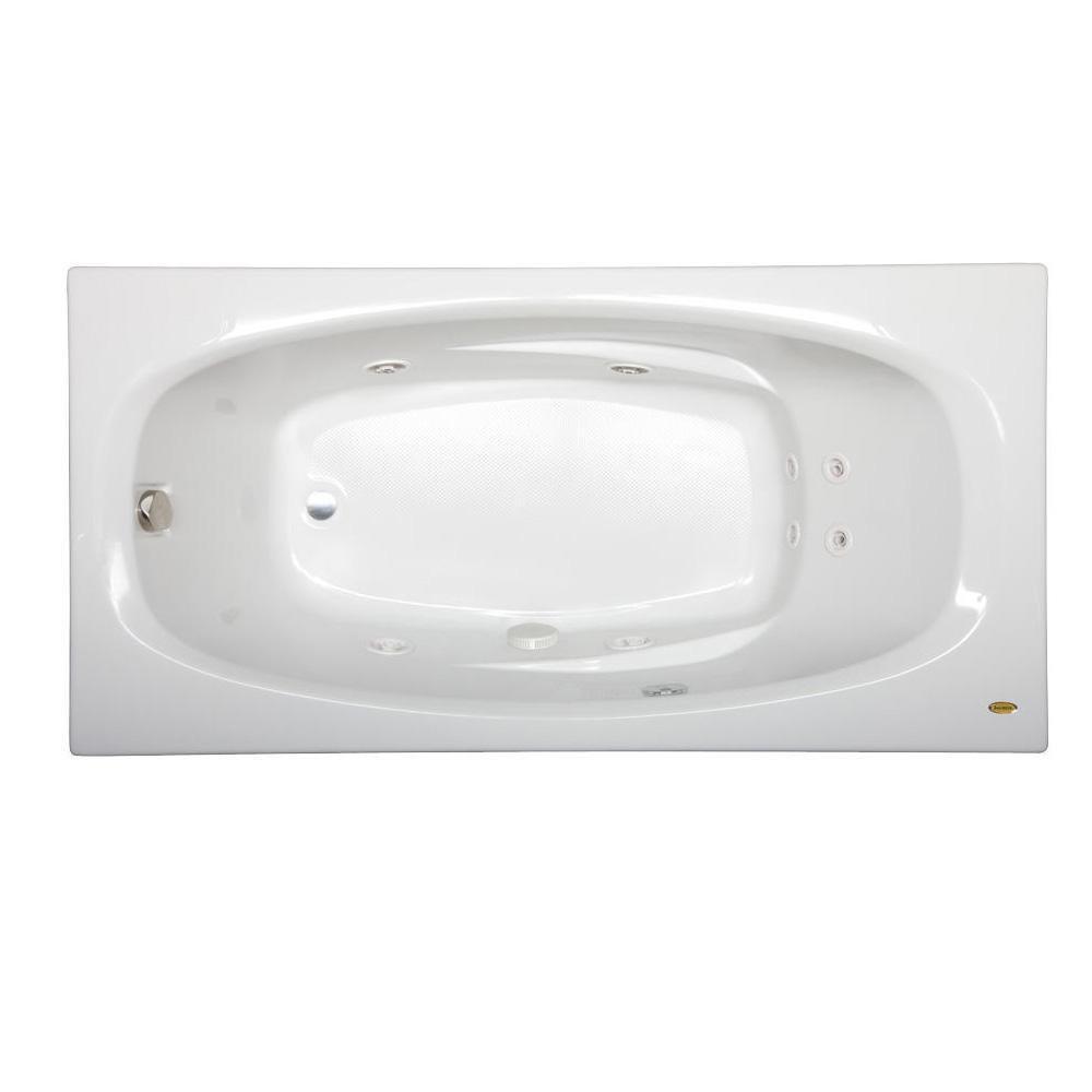 JACUZZI&reg; White 72 x 36 in. Whirlpool Drop-In Bathtub with End Drain 