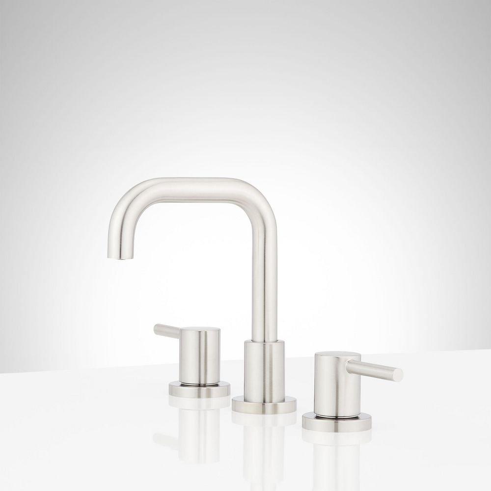 Signature Hardware Matte Black Two Handle Widespread Bathroom Sink Faucet 