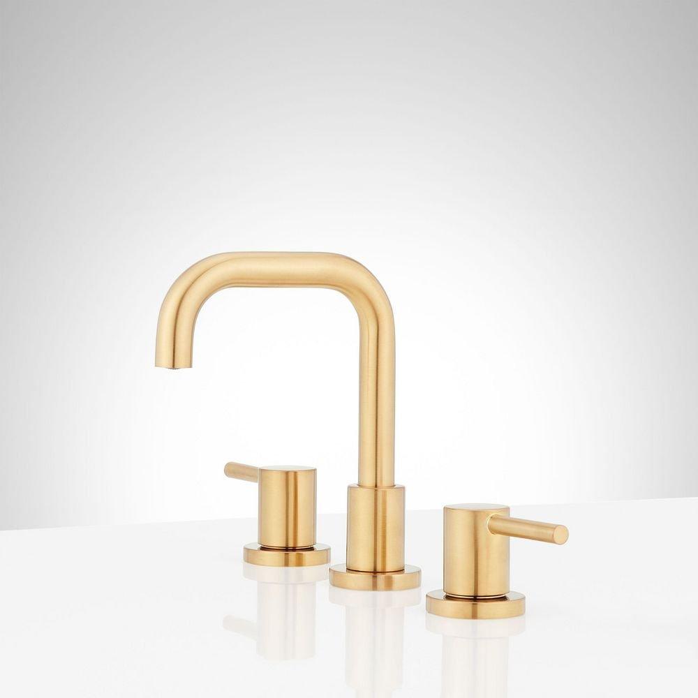 Signature Hardware Matte Black Two Handle Widespread Bathroom Sink Faucet 