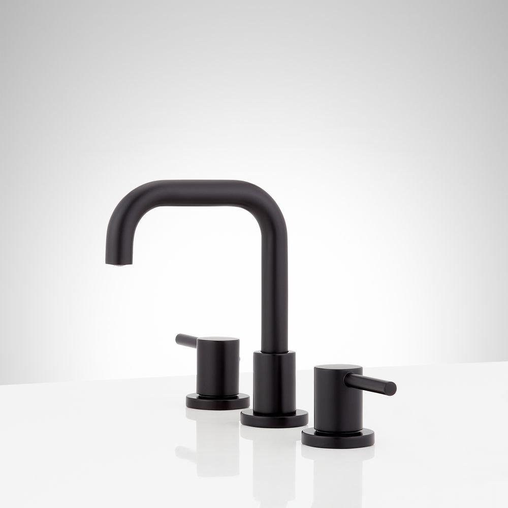 Signature Hardware Matte Black Two Handle Widespread Bathroom Sink Faucet 