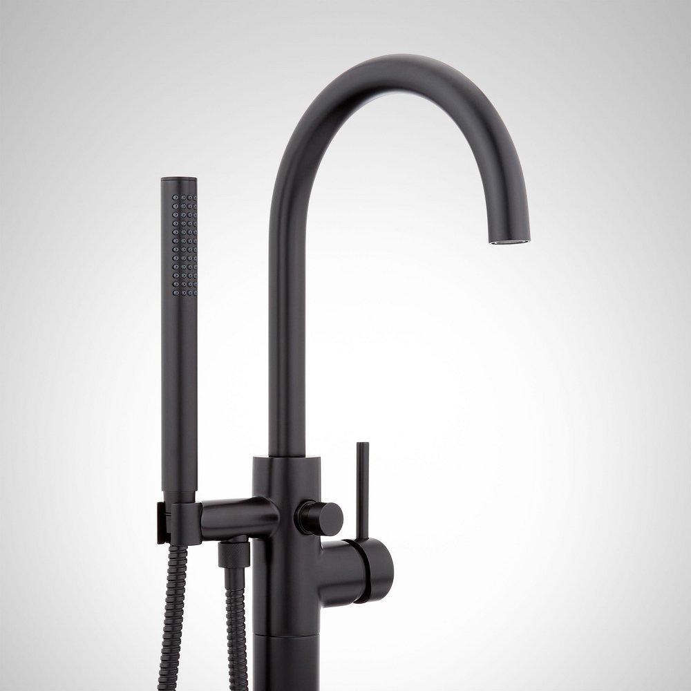 Signature Hardware Matte Black Single Handle Lever Floor Mount Filler 
