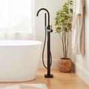Single Handle Lever Floor Mount Tub Filler in Matte Black