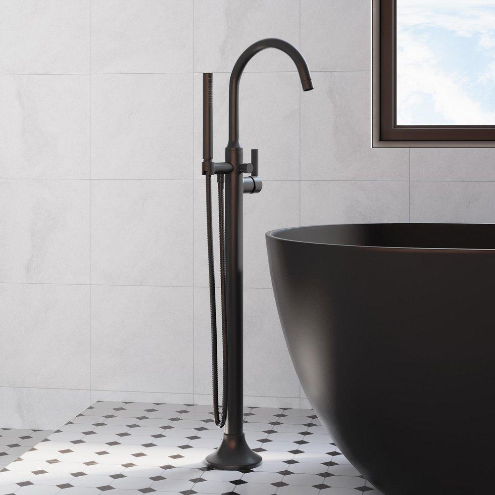 Signature Hardware Matte Black Single Handle Lever Floor Mount Filler 