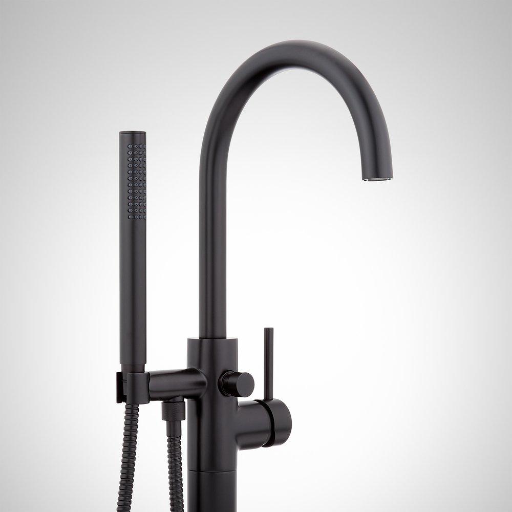 Signature Hardware Matte Black Single Handle Lever Floor Mount Filler 