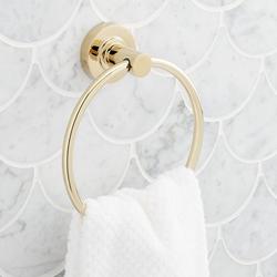 Round Closed Towel Ring in Polished Brass