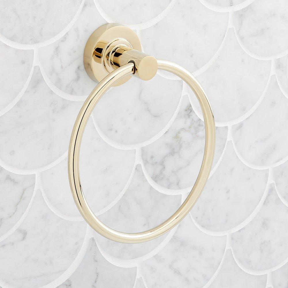 Signature Hardware Polished Brass Round Closed Towel Ring 