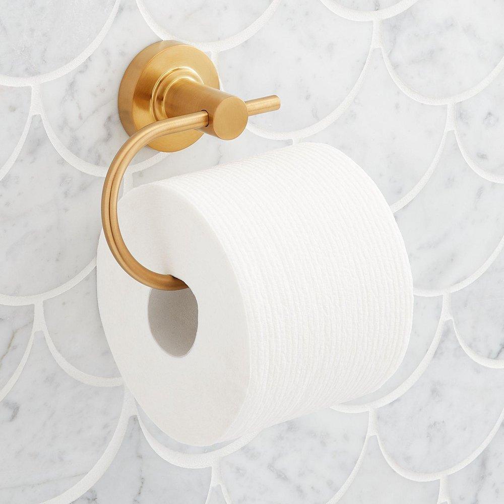 Wall Mount Toilet Tissue Holder in Brushed Gold 