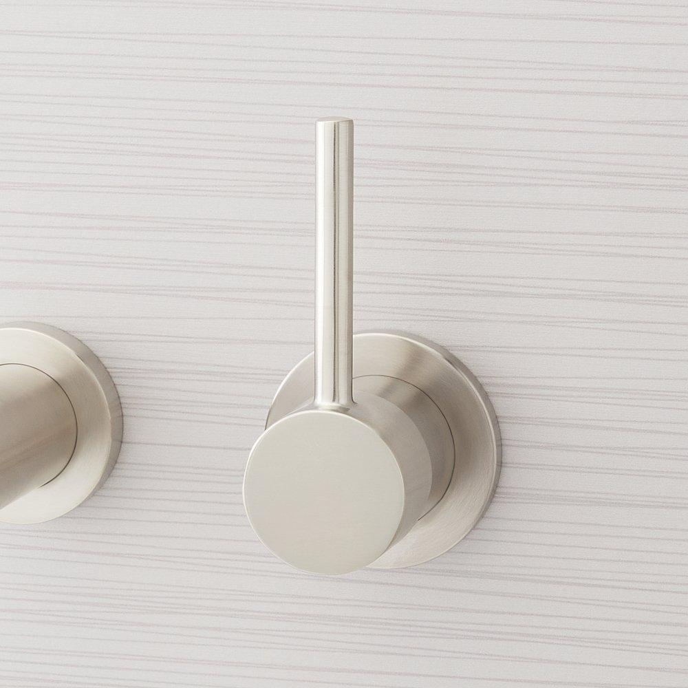 Single Handle Wall Mount Bathroom Sink Faucet in Brushed Nickel 