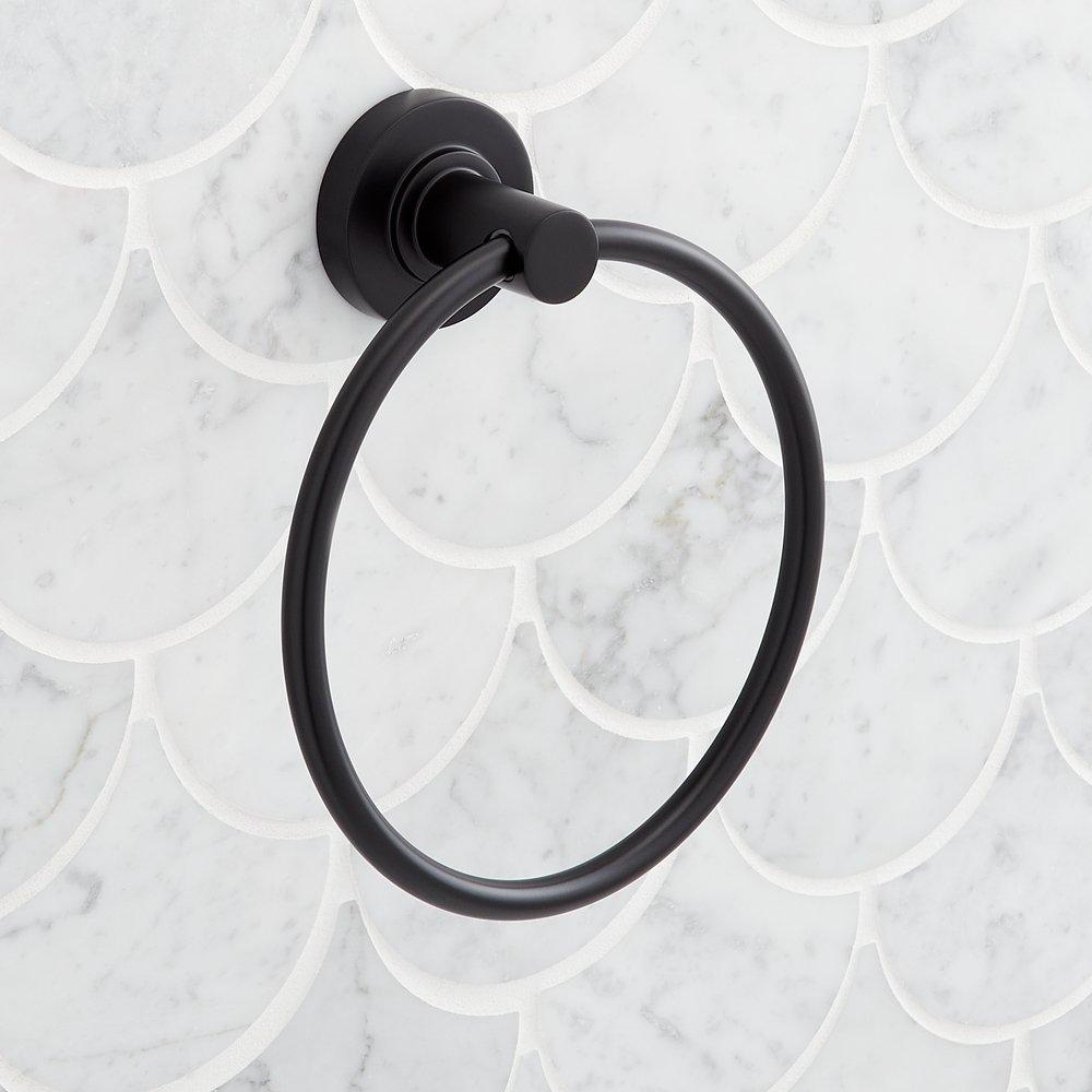 Signature Hardware Matte Black Round Closed Towel Ring 