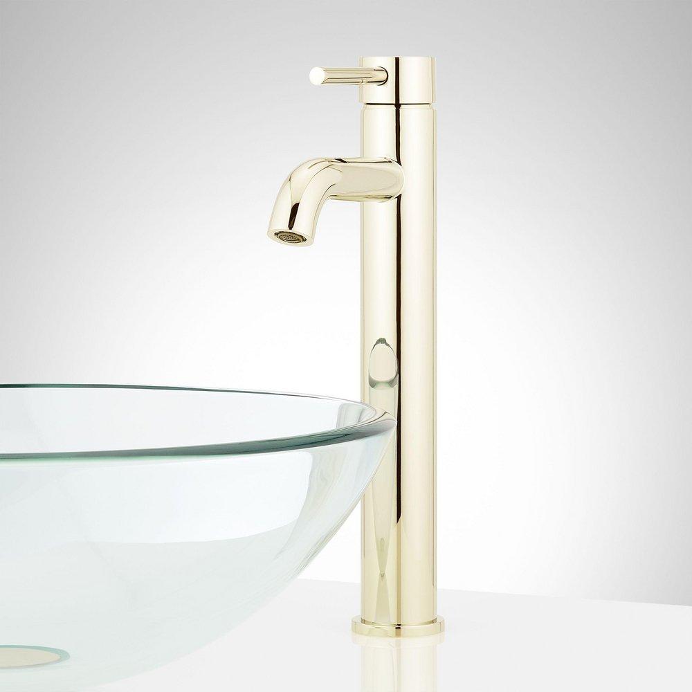Single Handle Vessel Filler Bathroom Sink Faucet in Polished Brass 