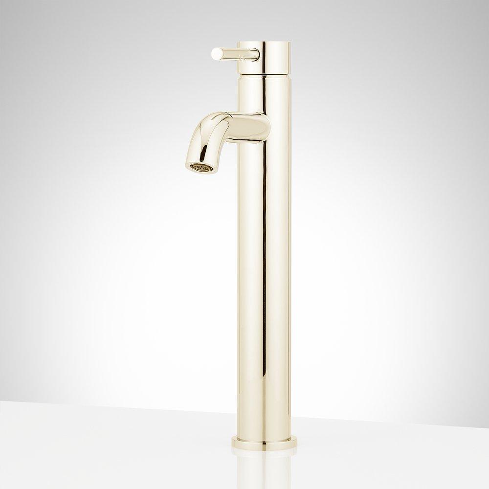Single Handle Vessel Filler Bathroom Sink Faucet in Polished Brass 