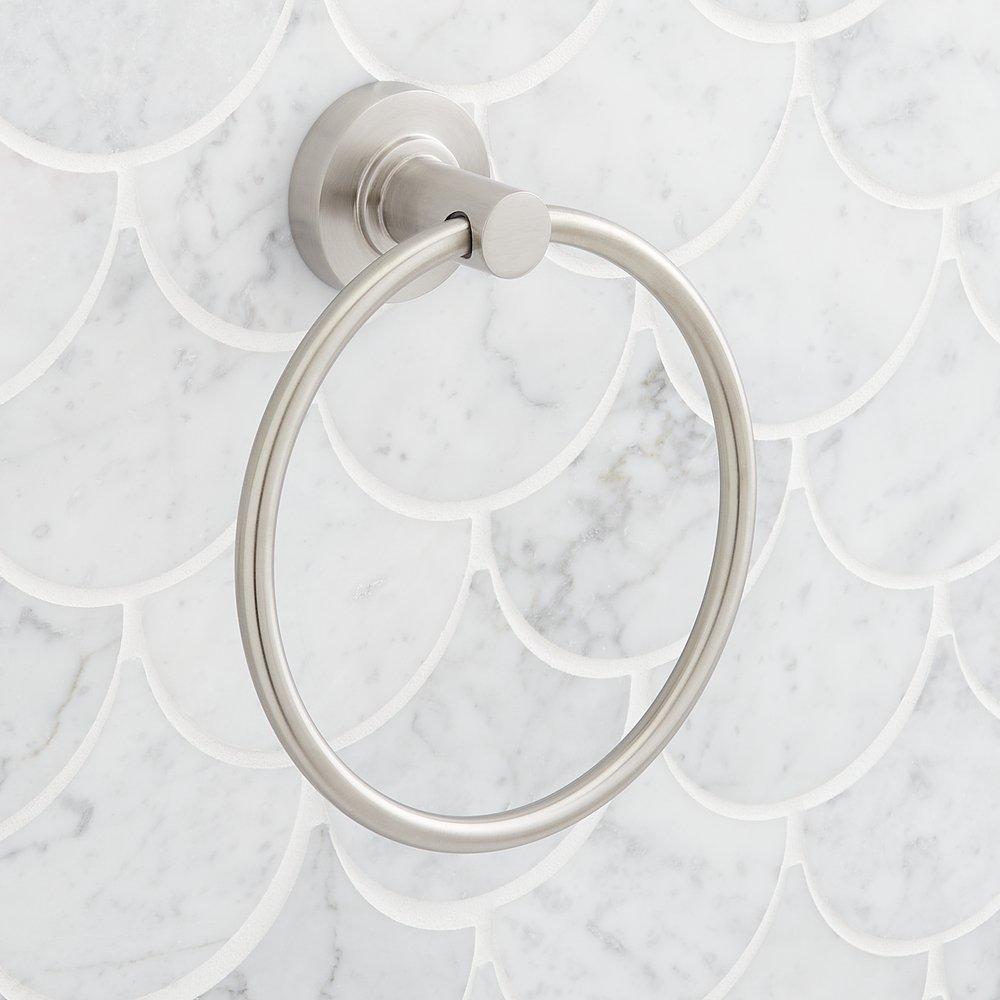 Signature Hardware Brushed Nickel Round Closed Towel Ring 