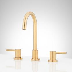 Two Handle Widespread Bathroom Sink Faucet in Brushed Gold