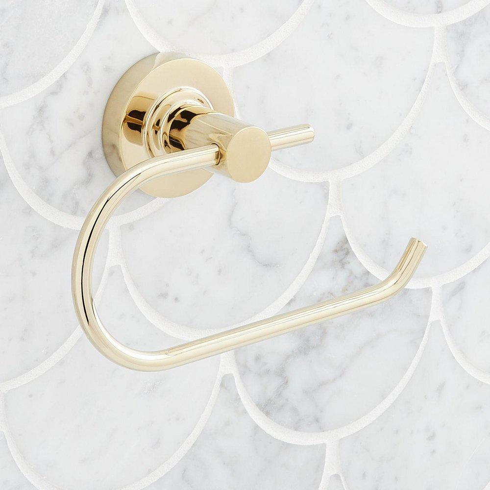 Wall Mount Toilet Tissue Holder in Polished Brass 
