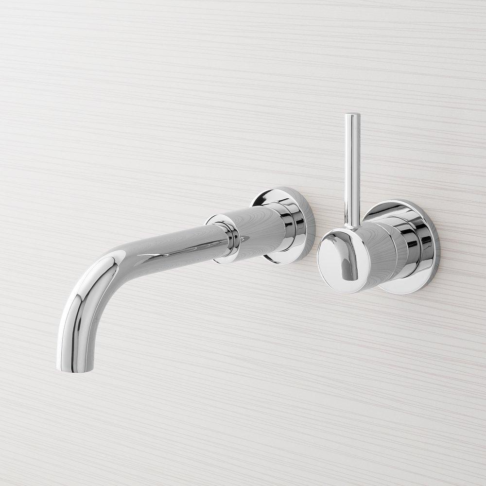 Single Handle Wall Mount Bathroom Sink Faucet in Polished Chrome 
