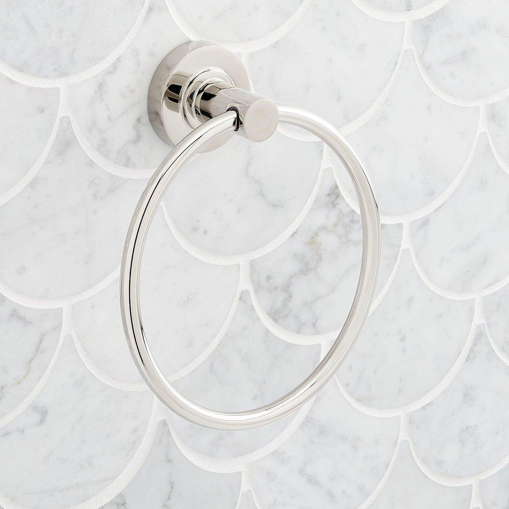 Signature Hardware Brushed Gold Round Closed Towel Ring 
