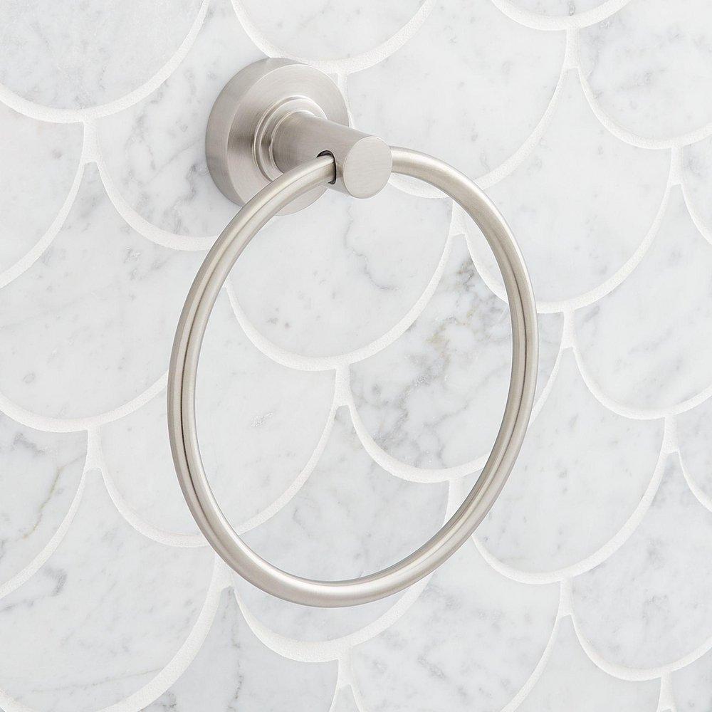 Signature Hardware Brushed Gold Round Closed Towel Ring 