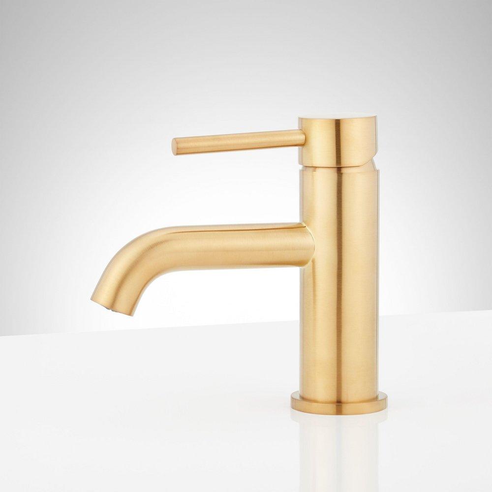 Signature Hardware Polished Brass Single Handle Monoblock Bathroom Sink Faucet 
