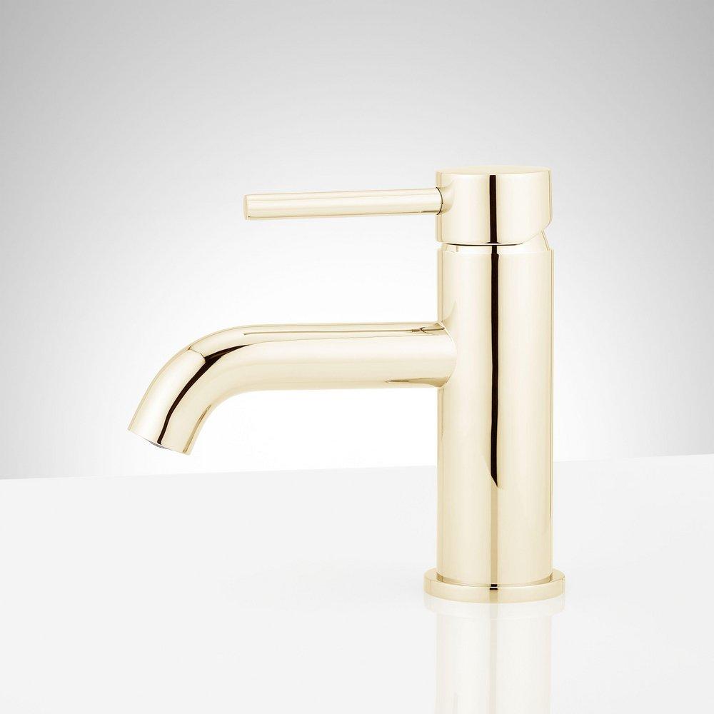 Signature Hardware Polished Brass Single Handle Monoblock Bathroom Sink Faucet 