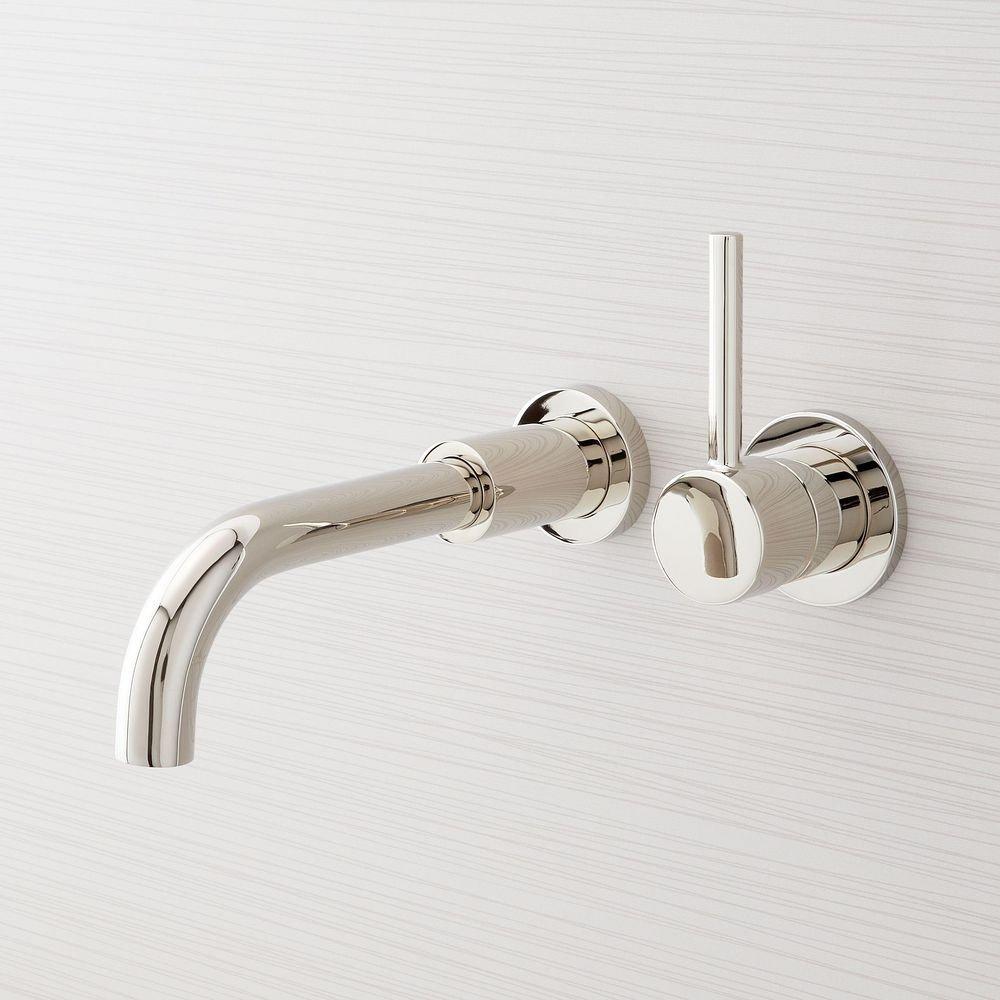 Signature Hardware Brushed Gold Single Handle Wall Mount Bathroom Sink Faucet 