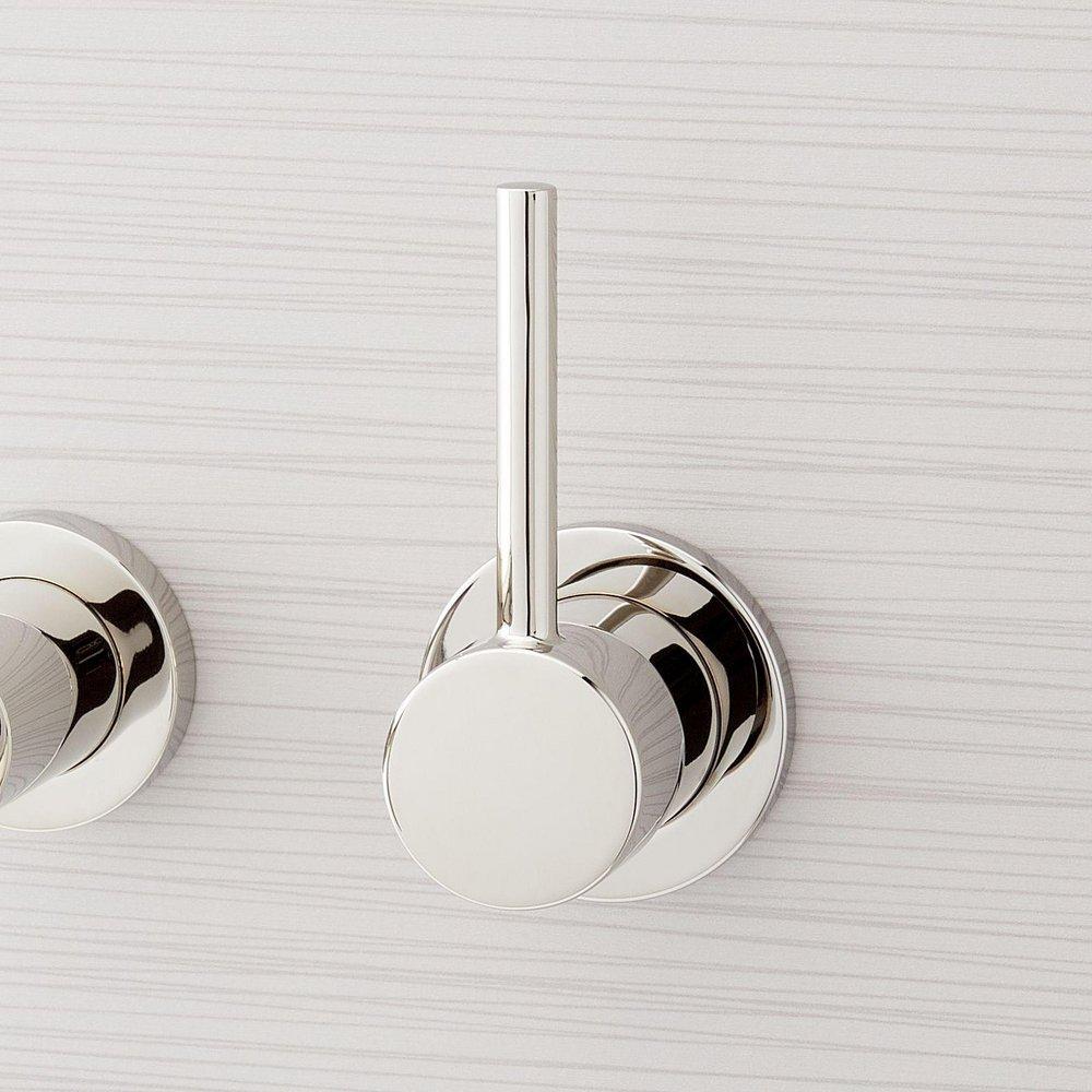 Single Handle Wall Mount Bathroom Sink Faucet in Brushed Gold 