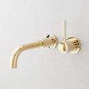 Signature Hardware Brushed Gold Single Handle Wall Mount Bathroom Sink Faucet 