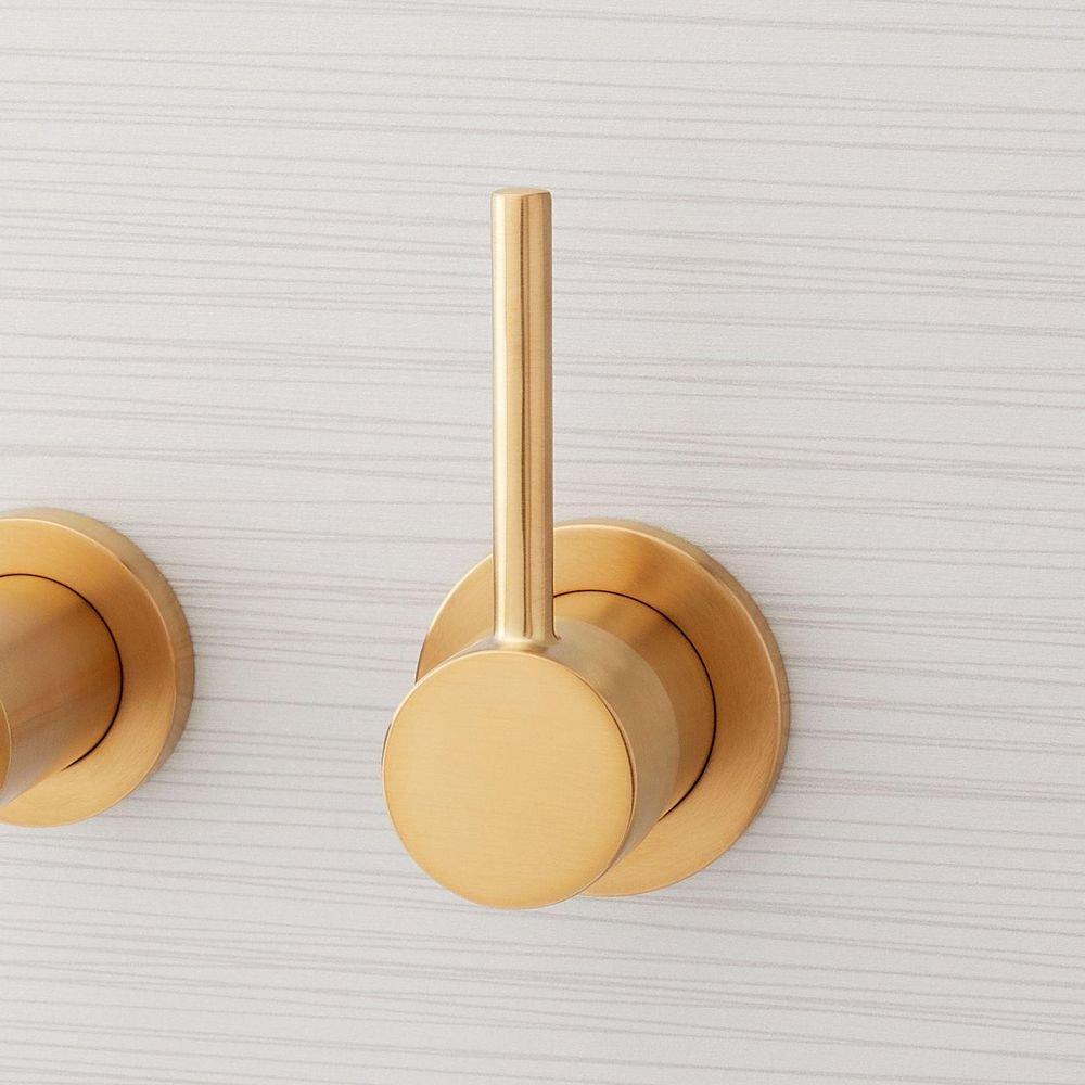 Signature Hardware Brushed Gold Single Handle Wall Mount Bathroom Sink Faucet 