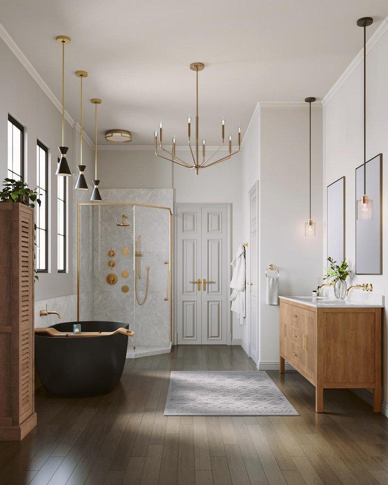 Single Handle Wall Mount Bathroom Sink Faucet in Brushed Gold 