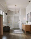 Single Handle Wall Mount Bathroom Sink Faucet in Brushed Gold 