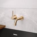Single Handle Wall Mount Bathroom Sink Faucet in Brushed Gold 