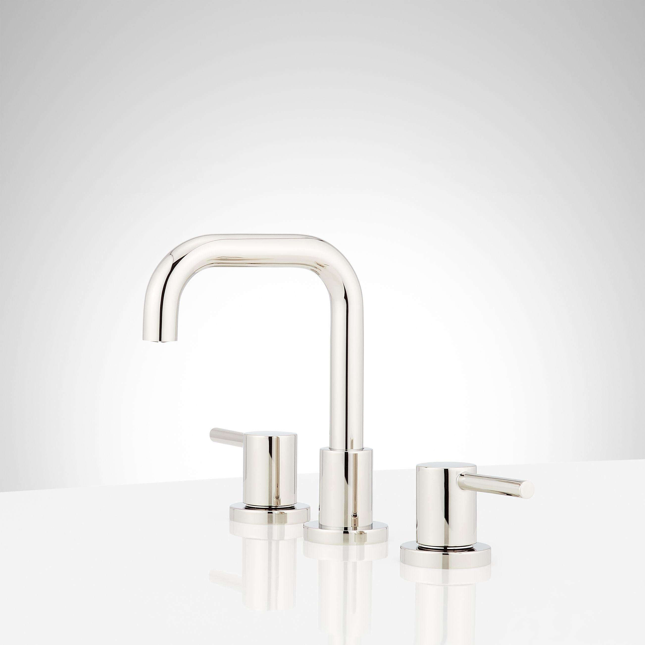 Signature Hardware Polished Brass Two Handle Widespread Bathroom Sink Faucet 
