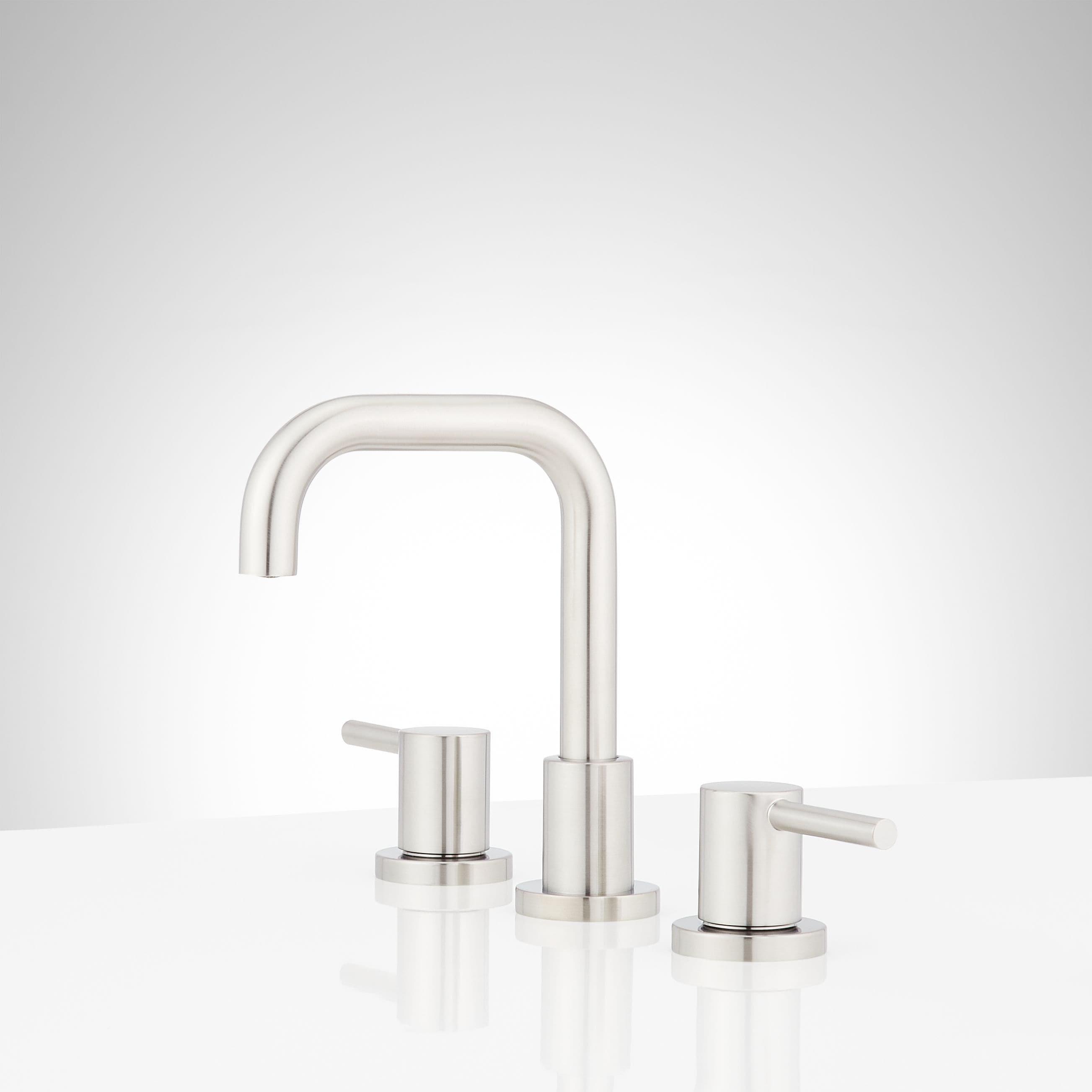 Signature Hardware Polished Brass Two Handle Widespread Bathroom Sink Faucet 