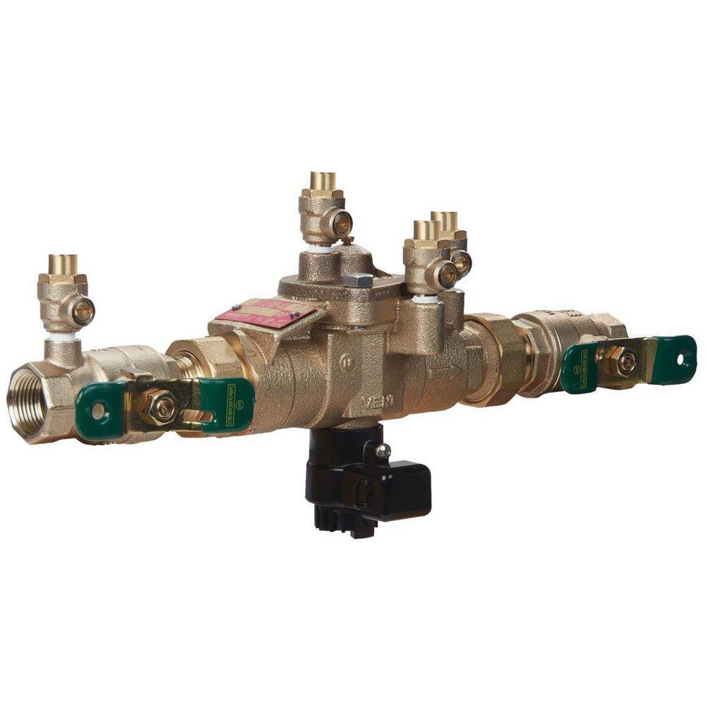 3/4 IN LEAD FREE REDUCED PRESSURE ZONE BACKFLOW PREVENTER ASSEMBLY QUARTER TURN SHUTOFF VALVES UNION BACKFLOW FLOOD SENSOR 