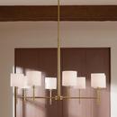 8-Light 39 in. Wide Chandelier with Linen Shades in Brushed Natural Brass 