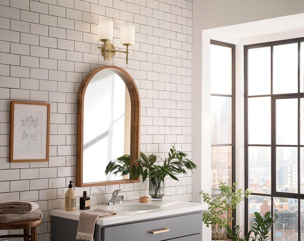 Kichler Lighting Brushed Natural Brass 75W 2-Light Medium E-26 Vanity Fixture 