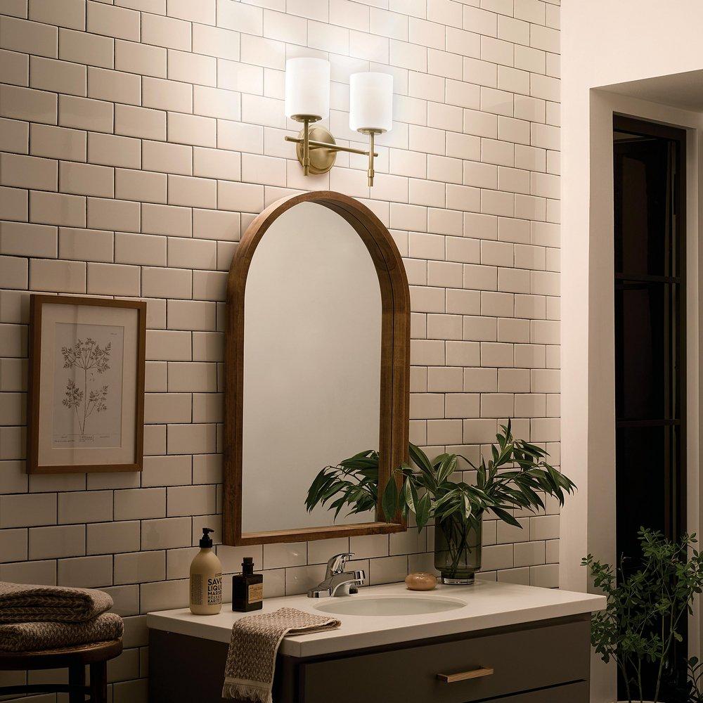 Kichler Lighting Brushed Natural Brass 75W 2-Light Medium E-26 Vanity Fixture 