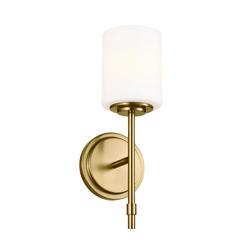 75W 1-Light 14-1/2 in. Wall Sconce in Brushed Natural Brass