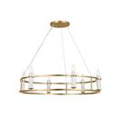 33-1/4 x 130 in. 60W 6-Light 1-Tier Incandescent Chandelier in Brushed Natural Brass