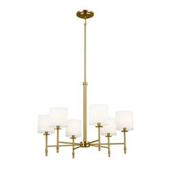 28 x 62-3/4 in. 40W 6-Light 1-Tier Incandescent Chandelier in Brushed Natural Brass