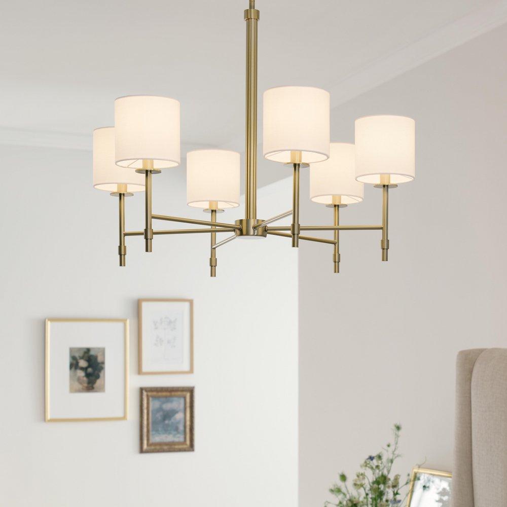 Kichler Lighting Brushed Natural Brass 28 x 62-3/4 in. 40W 6-Light 1-Tier Incandescent Chandelier 