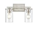 2-Light 14 in. Wide Bathroom Vanity Light in Brushed Nickel