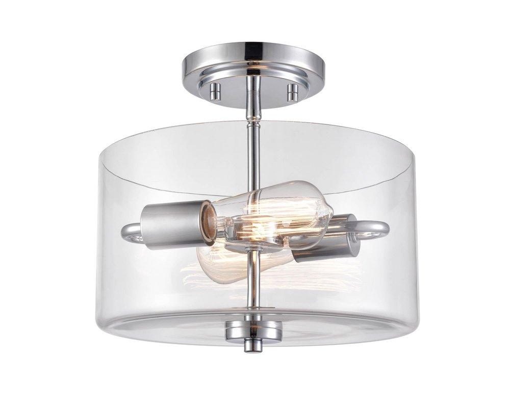 2-Light Semi-Flush Mount Ceiling Light in Chrome 