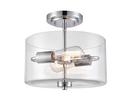 2-Light Semi-Flush Mount Ceiling Light in Chrome 